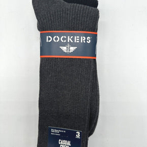 NEW PACK 3 DOCKERS MENS SMART 360 FLEX CASUAL CREW SOCKS SIZE 6-12  COTTON BLEND / COLORS CHARCOAL ASSORTED