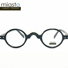 MIASTO "MINI ITALY" EXTRA SMALL ROUND RETRO BOHO VINTAGE READERS READING GLASSES / Frame Color BLACK / STRENGTH +1.25