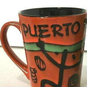 Puerto Rico Ceramic Coqui Taino Coffee Mugs Cups 12oz or 16oz Fine Souvenirs / Color Orange w/ Coquí Taíno