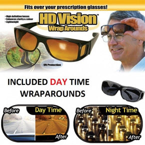 2 Pair set HD Night Vision Wraparound Sunglasses As Seen on TV Fits OVER Glasses