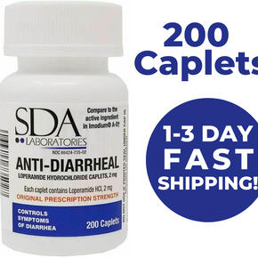 Anti Diarrheal 2MG 200 Caplets / 96 Caplets by SDA LABS / Caplets: 200 Caplets