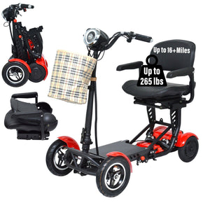 Powered Mobility Scooters for Adults, Foldable Electric Scooter with Seat / Color Red / Range Up to 16+ Miles Range