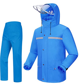 Rain Suit Jacket Pants Waterproof Unisex Trouser Gear Anti-Storm S To 4x Large / Color Blue / Sizes 2XL