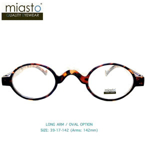 MIASTO "MINI ITALY" EXTRA SMALL ROUND RETRO BOHO VINTAGE READERS READING GLASSES / Frame Color LONG ARM/OVAL-Brown Tortoise / STRENGTH +2.00