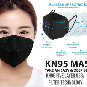 Lot 5 Color KN95 Protective 5 Layer Face Mask Disposable Respirator USA Seller / Color Black / Package individual package / Product 100Pcs Face Masks