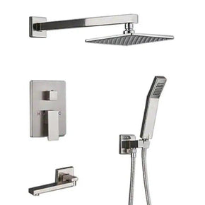 ELLO&ALLO 2-Handle 2-Spray Tub and Shower Faucet & Handheld Combo Brushed Nickel