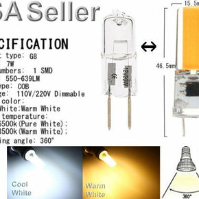 G8 2 Pin 7 Watt LED Oven Microwave Light Bulb Lamp 120vac Replaces GE WB08X10051 / Color Cool White