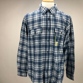 NEW  Faded Glory L Large Flannel Long Sleeve Blue Plaid Casual Mens Shirts 4260