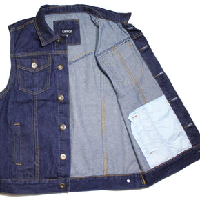 MEN'S DENIM BIKER MOTORCYCLE VEST JACKET DK.BLUE . / Size (Men's) M / Size Type Regular