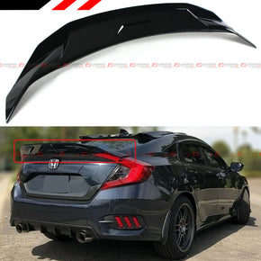 FOR 16-2021 HONDA CIVIC SEDAN V4 GLOSSY BLK HIGHKICK DUCKBILL TRUNK SPOILER WING