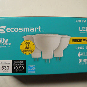 EcoSmart 50W Equivalent Bright White MR16 GU5.3 Dimmable LED Light Bulb X6