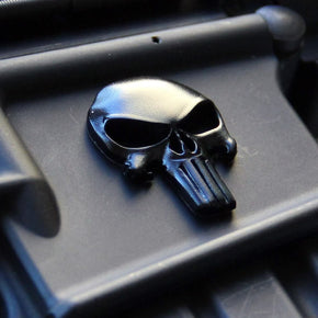 Metal Decal, Sticker, Punisher Skull for Magwell, Color: Matte Black (2 Pack)