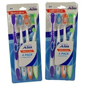 2-pack Aim White & Clean Soft With Tongue Cleaner Toothbrush