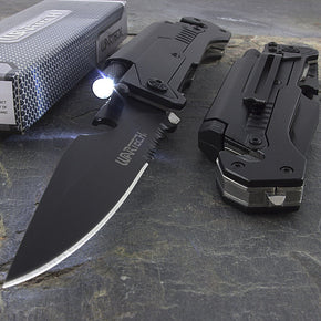 8.5" WARTECH 6-IN-1 MULTI-TOOL SPRING ASSISTED FOLDING POCKET KNIFE + FLASHLIGHT