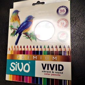 Sivo Vivid Premium Colored Pencils Set of 36 Colors 4mm Thick BRAND NEW Sealed