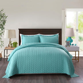 3 Piece Lightweight Bedspread Quilt Set Polyester Quilts Prewashed, Queen King / Color_ Teal / Size King
