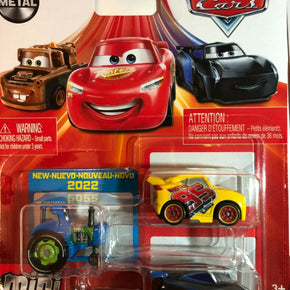 Disney Pixar Cars Mini Racers 3 Pack 2022 **You Pick** Damaged King, UFM, Mator / Cars Clutch Aid Racing Tractor, Cruz, Jackson Storm
