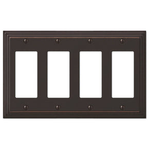 NEW Switch Plate GFI Outlet Cover Wall Rocker Oil Rubbed Bronze Finish / Style Four Gang Decora GFI Rocker Outlet Wall Plate