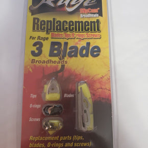 Rage SlipCam Broadheads Replacement Blades Tips O-rings Screws for Rage 3 Blade