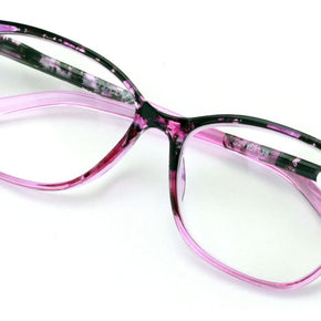Women Fashion Reading Glasses - Stylish 2 Tone Clear Lens Reader / Frame Color Pink / Strength +2.50 strength