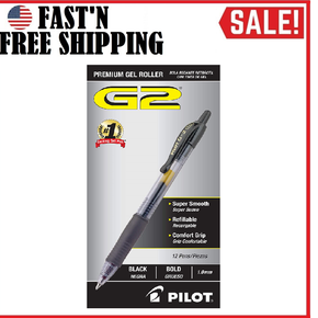 Pilot G2 Bold 10 Mm Black Gel Ink Pen Office Supply 1 Dozen 31256