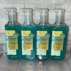 Bath & Body Works White Tea & Sage Pineapple Mango Deep Cleansing Gel Soap X4