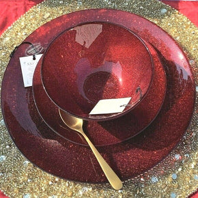 Akcam Turkish Delight Glass, Dinner Plate or Bowl Sparkling Valentine Red / Size Bowl (7")