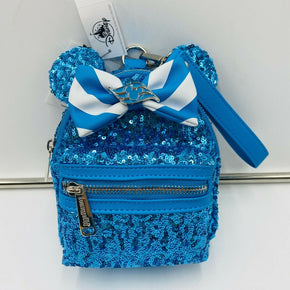 Disney Cruise Line Loungefly Teal Sequined Minnie Mouse Backpack Wristlet