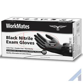 WorkMates Black Nitrile Gloves 100 count - Small and XXL sizes / Size XXL
