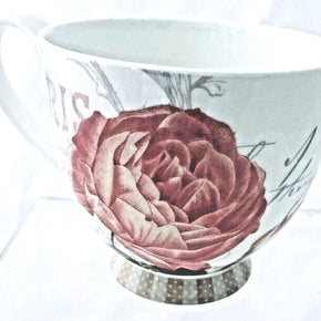 TEA CUP COFFEE MUG Portobello By Inspire Floral Paris Letter Postcard Bone China