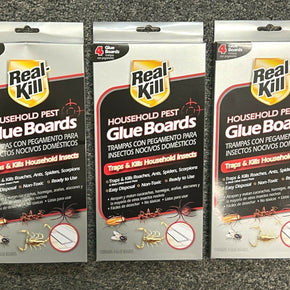 3 Pack Real Kill Household Pest Glue Boards Non-Toxic Easy Use Trap Indoor 12ct