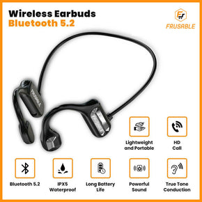 Bone Conduction Headset Bluetooth 5.2 Wireless Outdoor Sport Open Ear Headphones