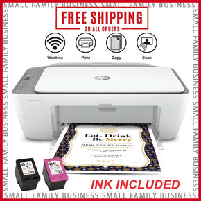 HP Wireless Printer WIFI Bluetooth All-in-One Deskjet USB Copy Scan INK INCLUDED / Color White / Gray