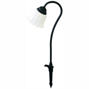 Hampton Bay Low-Voltage Black LED Black Landscape Path Light w/White Tulip Shade