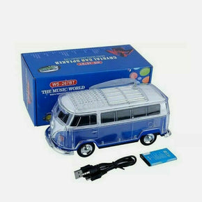 Volkswagen Bus Loud Blue Bluetooth Portable Speaker with LED Light USB/AUX/FM