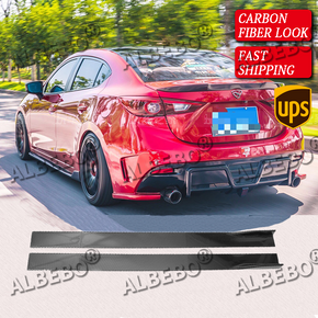 For Mazda 3 Carbon Fiber Look Side Skirt Rocker Panel Lip Splitter Diffuser 78.7