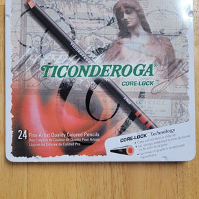 Ticonderoga Core-Lock 24 Fine Artist Colored Pencils in Tin