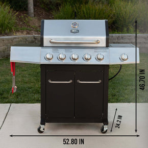 Expert Grill 5-Burner Propane Gas Grill w/Side Burner&Wheel,641 sq.in Cook Space