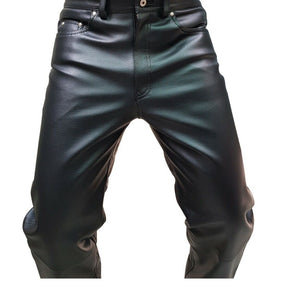 Men Black Faux Leather Pant 501 Style Jeans Trouser / Actual Waist 40 INCHES