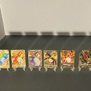 BIG CHARIZARD Lot of 8 Rainbow Shiny VMAX GX Gold Metal Pokemon Cards NM Card