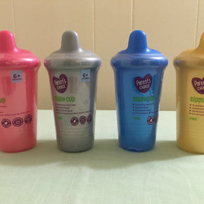 4 New Parent’s Choice Sippy Cup 9 oz .6+ months Blue Pink Gold Silver BPA Free