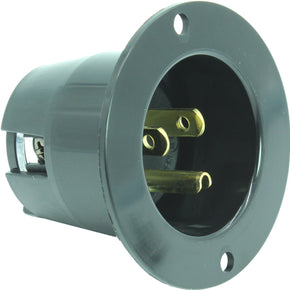 Journeyman-Pro 5278 15 Amp 125 Volt, NEMA 5-15P Flanged Inlet Receptacle Black / Style No Cover/Cap