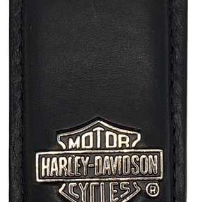 Harley-Davidson ~ Black Leather B&S Medallion Magnetic Money Clip ~ NEW