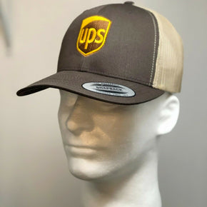 Embroidered UPS Baseball Hat /  UPS FLEXFIT SNAPBACK Trucker Mesh Yupoong