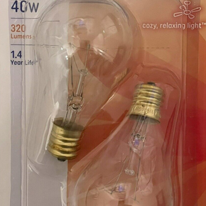 2 GE 40-Watt Crystal Clear A15 Ceiling Fan Light Bulbs w/Intermediate Base
