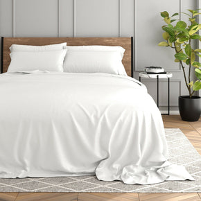 Rayon From Bamboo Luxury 4PC Soft Sheets Set by Kaycie Gray Hotel Collection / Color White / Size Queen