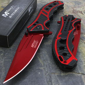 MTECH USA 8.25" RED SPRING OPEN ASSISTED TACTICAL FOLDING POCKET KNIFE EDC Blade