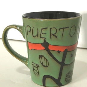 Puerto Rico Ceramic Coqui Taino Coffee Mugs Cups 12oz or 16oz Fine Souvenirs / Color Green w/ Coquí Taíno