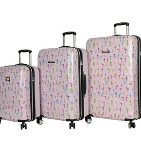 Betsey Johnson Expandible 3 piece Hardside Spinner Luggage Set Flamingo Strut