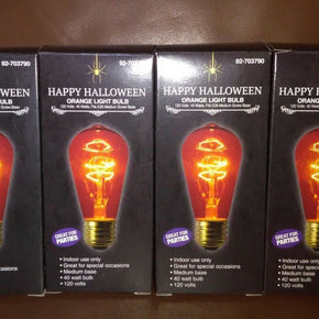 Happy Halloween Orange Light Party Light Bulbs 120 Volts 40 Watts  set of four